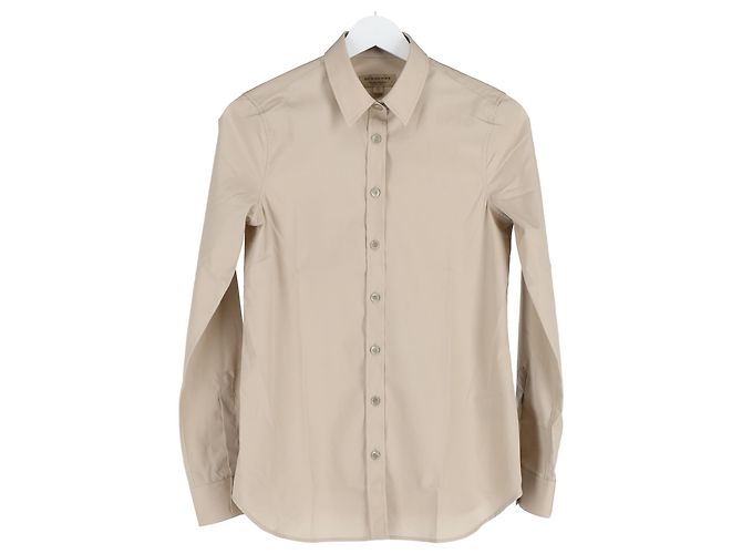 Camicia con bottoni Burberry in cotone beige - vista 4