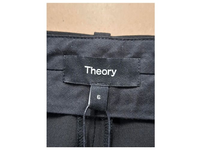 Pantalones rectos de lino negro Theory - vista 6