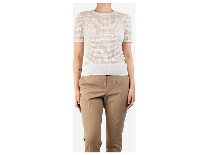 Rag & Bone Beige gestreifter Rippstrick-Top - Größe M - Ansicht 3