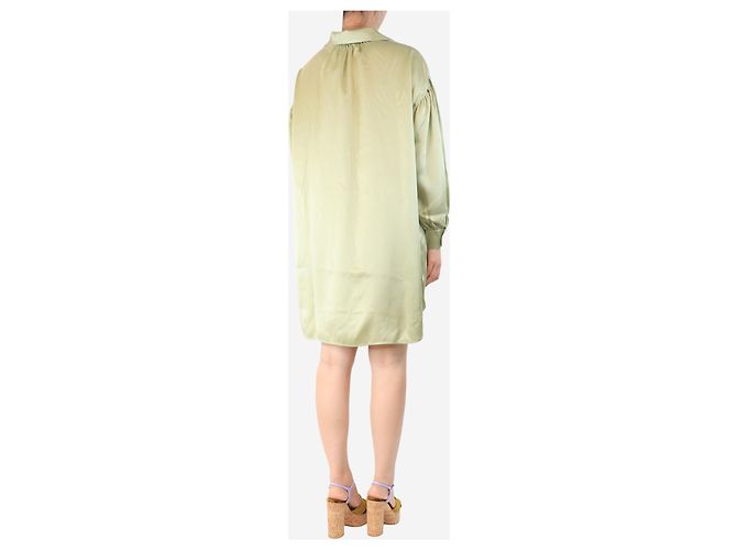 Autre Marque Hemdblusenkleid aus olivgrüner Seide - Größe S - Ansicht 2