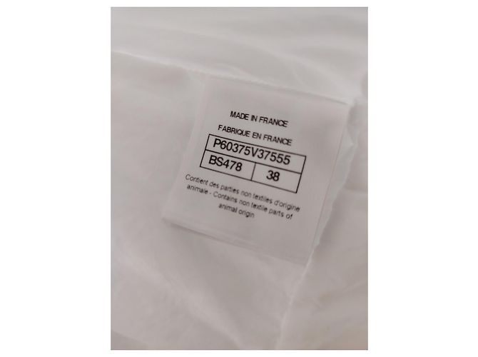 Chanel La Pausa Blusa in seta e cotone bianca a maniche lunghe Bianco - vista 5