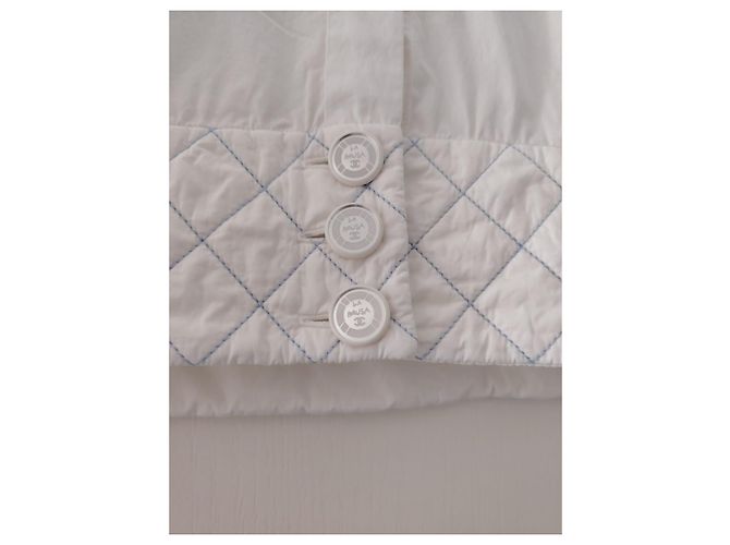 Chanel La Pausa Blusa in seta e cotone bianca a maniche lunghe Bianco - vista 8