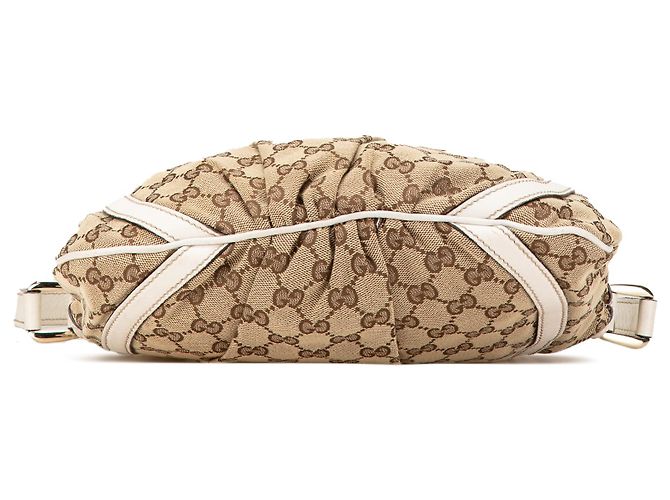 Borsa a tracolla Gucci Abbey in tela GG beige con anello a D - vista 3