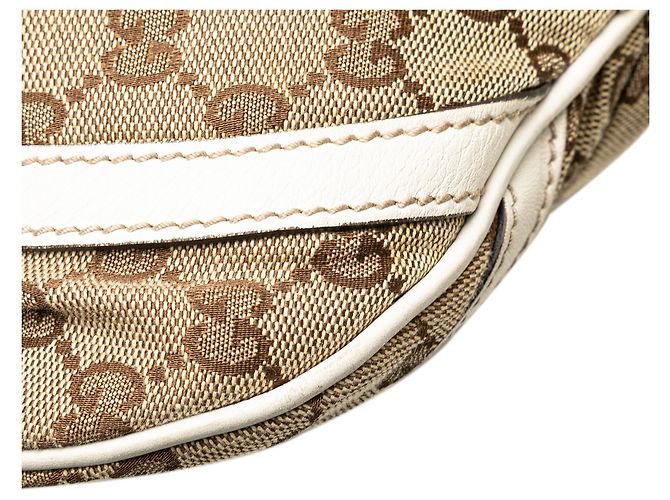 Borsa a tracolla Gucci Abbey in tela GG beige con anello a D - vista 7
