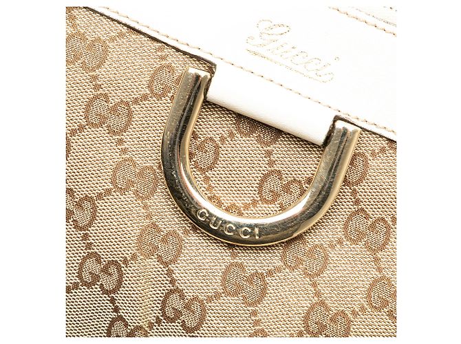 Borsa a tracolla Gucci Abbey in tela GG beige con anello a D - vista 8