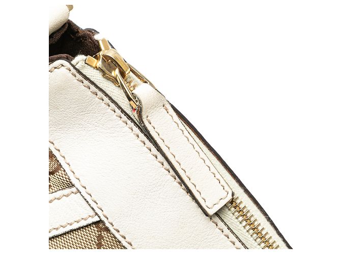 Borsa a tracolla Gucci Abbey in tela GG beige con anello a D - vista 9