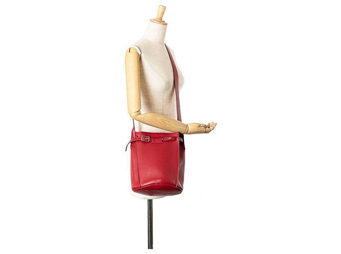 Big Bag Céline Borsa a secchiello incrociata in pelle rossa Celine Rosso - vista 10