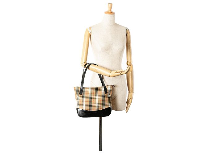 Burberry Beige Haymarket Check Canvas Handbag - view 12