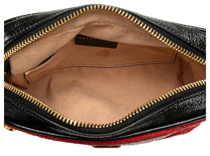 Gucci Mini Borsa a Tracolla Ophidia in Suede Rosso con Banda Web - vista 4