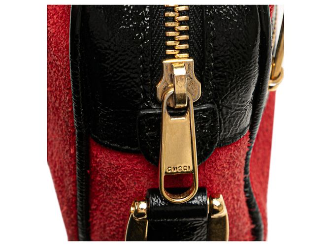 Gucci Mini Borsa a Tracolla Ophidia in Suede Rosso con Banda Web - vista 7