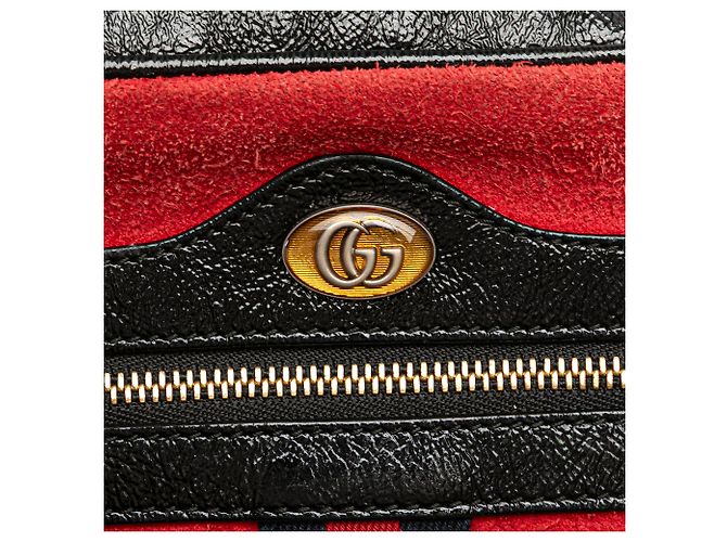 Gucci Mini Borsa a Tracolla Ophidia in Suede Rosso con Banda Web - vista 8