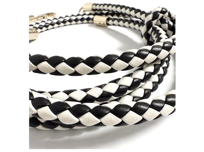 Cinghia in pelle Valextra per borse Nero Bianco - vista 4
