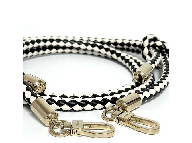 Cinghia in pelle Valextra per borse Nero Bianco - vista 7