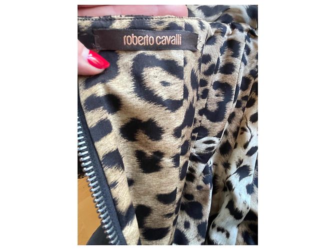 Vestido largo de seda Roberto Cavalli estampado leopardo Estampado de leopardo - vista 14