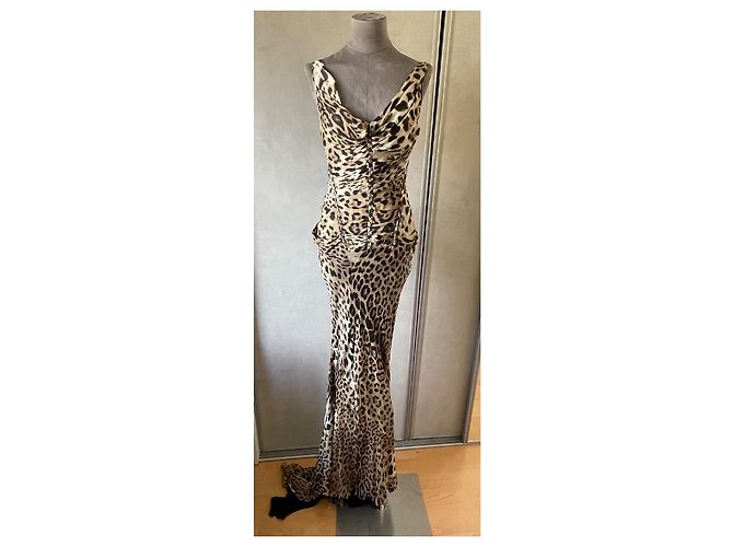 Vestido largo de seda Roberto Cavalli estampado leopardo Estampado de leopardo - vista 2