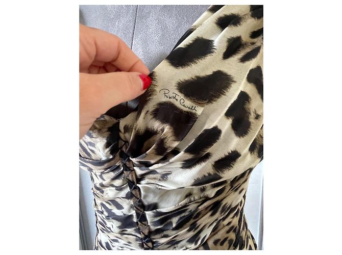 Vestido largo de seda Roberto Cavalli estampado leopardo Estampado de leopardo - vista 4