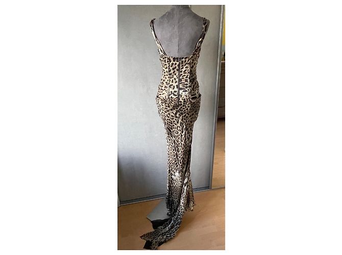 Vestido largo de seda Roberto Cavalli estampado leopardo Estampado de leopardo - vista 7