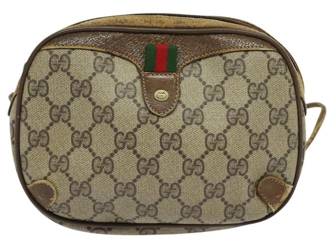 GUCCI GG Supreme Web Sherry Line Borsa a Spalla PVC Beige 89 02 066 Auth BA1300 - vista 13