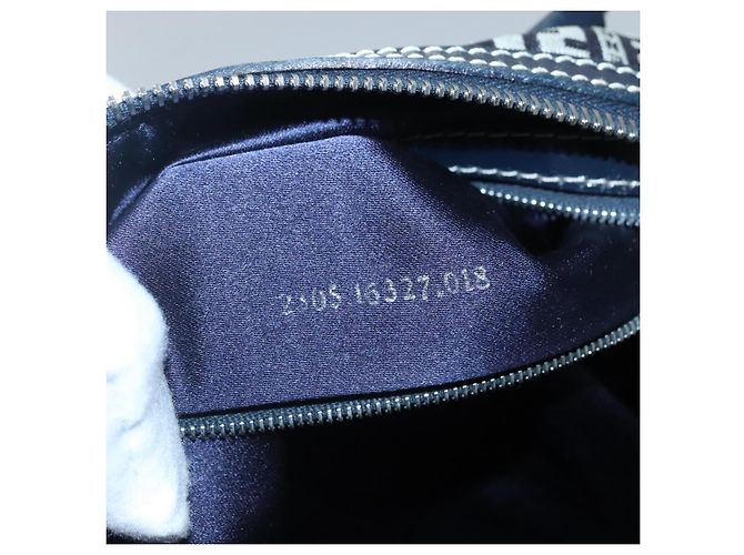 FENDI Zucchino Canvas Boston Tasche Navy Silber Authentisch 120038 Marineblau - Ansicht 12