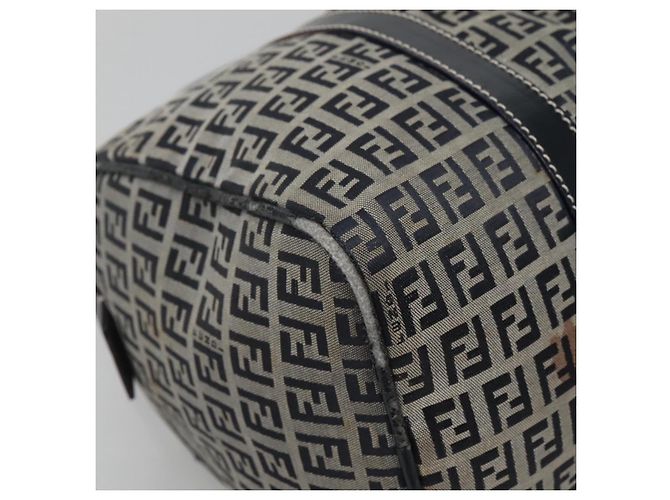 FENDI Zucchino Canvas Boston Tasche Navy Silber Authentisch 120038 Marineblau - Ansicht 14