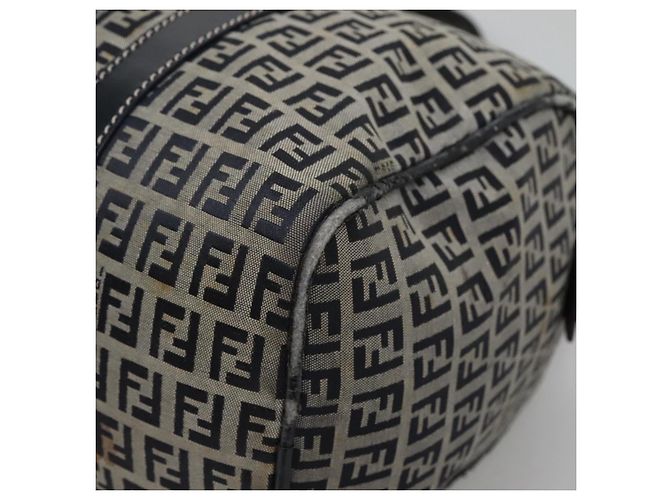 FENDI Zucchino Canvas Boston Tasche Navy Silber Authentisch 120038 Marineblau - Ansicht 15