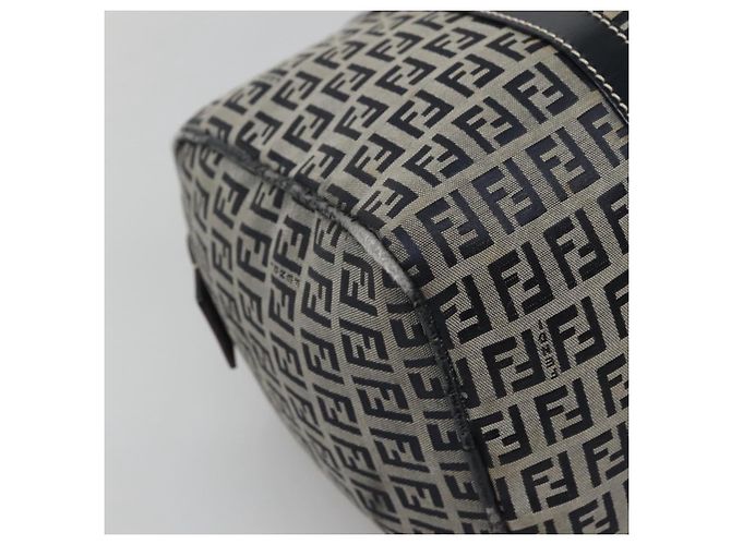 FENDI Zucchino Canvas Boston Tasche Navy Silber Authentisch 120038 Marineblau - Ansicht 16