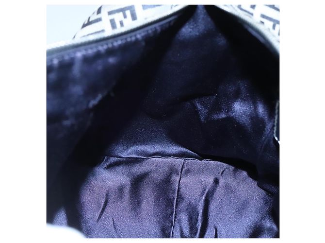 FENDI Zucchino Canvas Boston Tasche Navy Silber Authentisch 120038 Marineblau - Ansicht 20