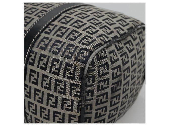 FENDI Zucchino Canvas Boston Tasche Navy Silber Authentisch 120038 Marineblau - Ansicht 9