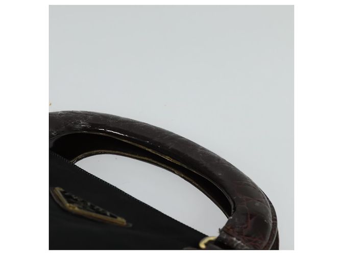 PRADA Bolso de mano de nailon negro y dorado Auth ti2990 - vista 8