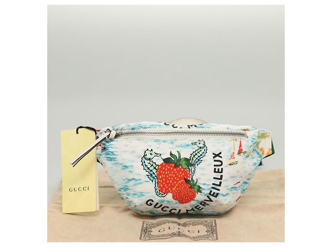 GUCCI Marsupio per bambini in nylon bianco e argento 502095 Auth ac3786 - vista 12