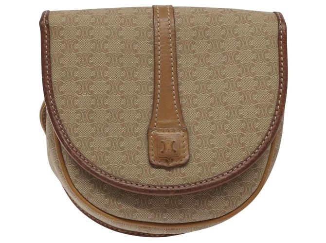 Céline Borsa a spalla in tela Macadam CELINE PVC beige oro Auth BA1292 D'oro - vista 13
