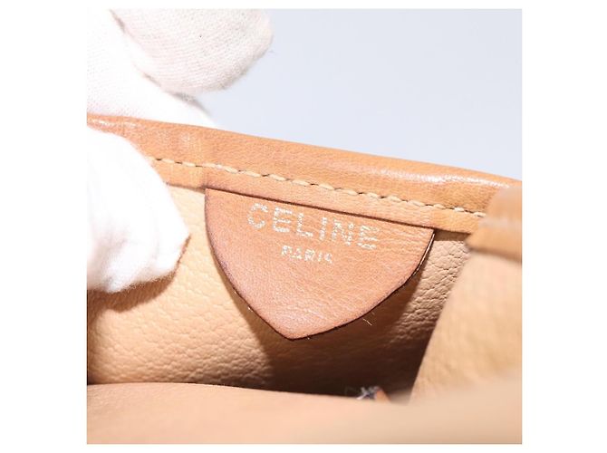 Céline Borsa a spalla in tela Macadam CELINE PVC beige oro Auth BA1292 D'oro - vista 18