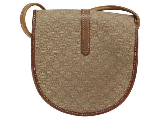 Céline Borsa a spalla in tela Macadam CELINE PVC beige oro Auth BA1292 D'oro - vista 2