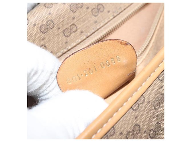 Borsa a Spalla GUCCI GG Supreme PVC Beige Oro 001 261 0688 Auth BA1027 D'oro - vista 12