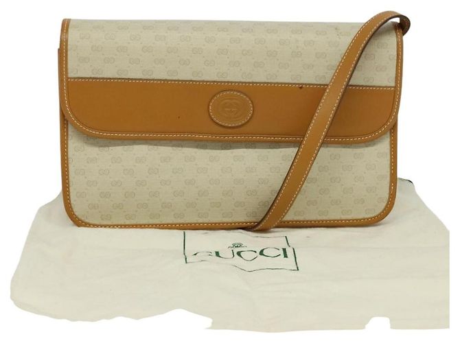Gucci Borsa a spalla Micro GG Supreme PVC Beige Oro 004 904 0261 Auth BA1184 D'oro - vista 12