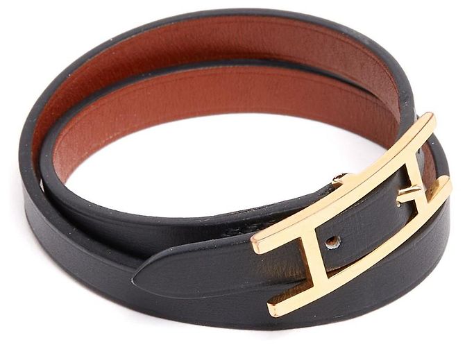 Pulsera Hermès Behapi Doble Tour T1 de Cuero Negro XS Hermes - vista 2