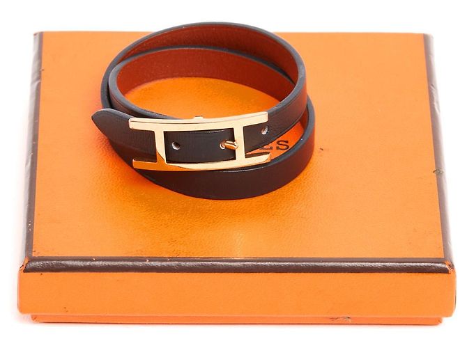 Pulsera Hermès Behapi Doble Tour T1 de Cuero Negro XS Hermes - vista 4