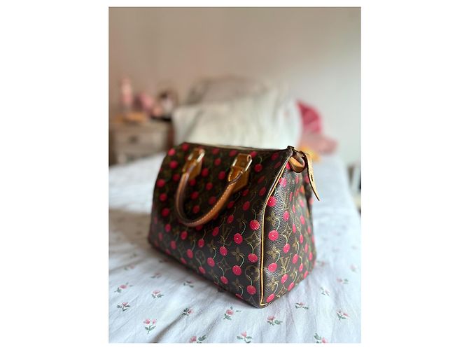 Louis Vuitton Speedy 25 Ciliegia Murakami Marrone scuro - vista 3