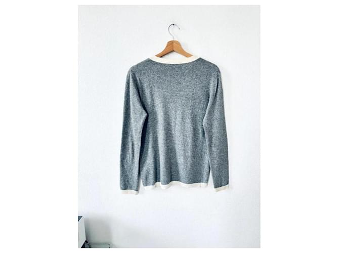 Chanel Wollweste mit Logo Grau Creme Roh - Ansicht 3