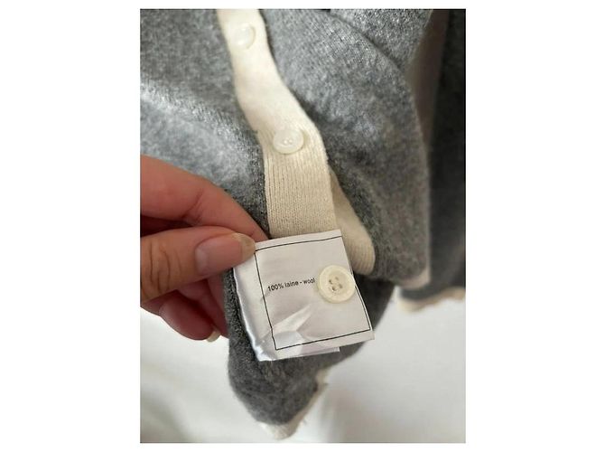 Chanel Wollweste mit Logo Grau Creme Roh - Ansicht 6