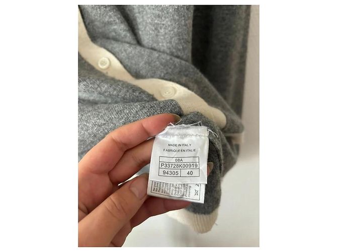 Chanel Wollweste mit Logo Grau Creme Roh - Ansicht 7