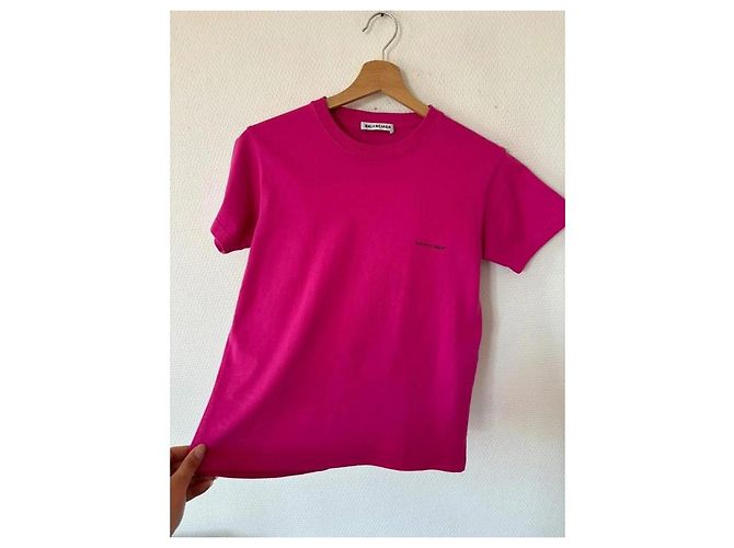 Camiseta Balenciaga con logo de algodón fucsia - vista 4
