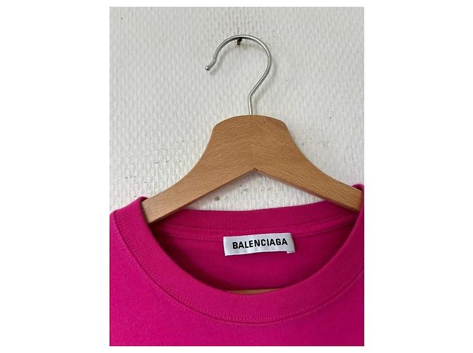Camiseta Balenciaga con logo de algodón fucsia - vista 6