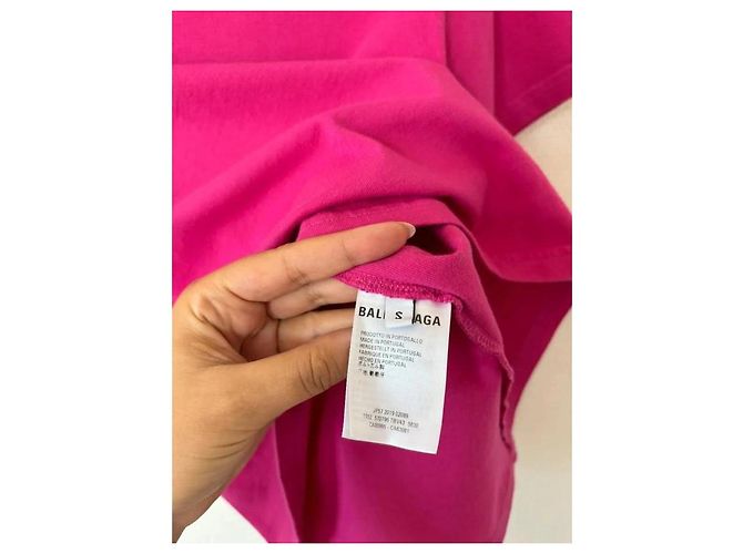 Camiseta Balenciaga con logo de algodón fucsia - vista 7