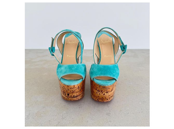 Sandali con platform Dombasle Christian Louboutin scamosciati turchesi Turchese - vista 3