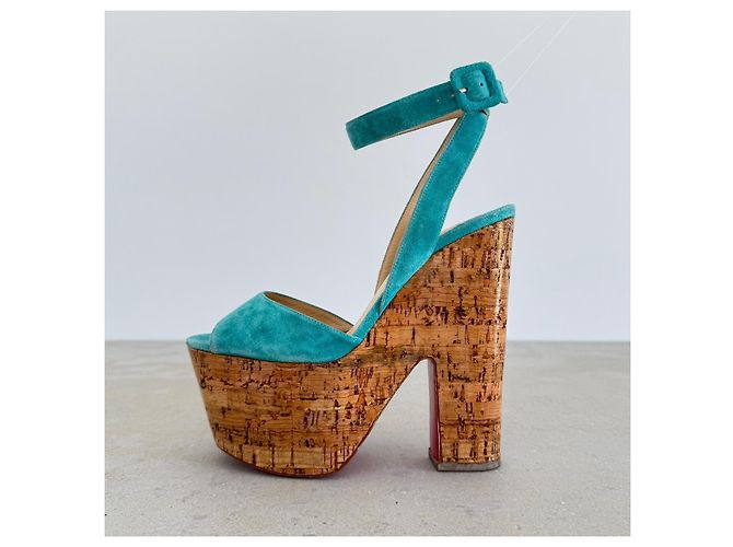 Sandali con platform Dombasle Christian Louboutin scamosciati turchesi Turchese - vista 5