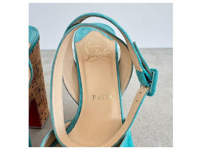 Sandali con platform Dombasle Christian Louboutin scamosciati turchesi Turchese - vista 8