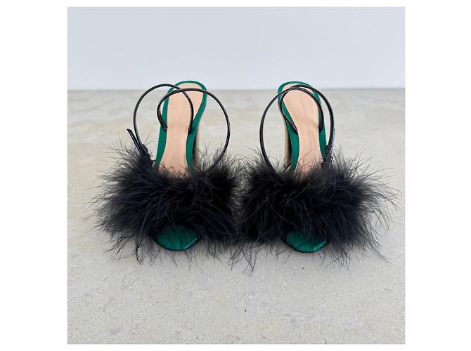Autre Marque Décolleté in piume Marco de Vincenzo Nero Verde - vista 4