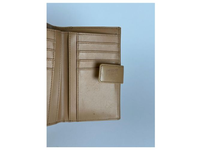 Vintage Courreges Leather Denim Wallet brown navy Beige - view 4