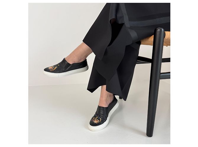 Sneaker slip on Givenchy Rottweiler in pelle nera Nero Multicolore - vista 2